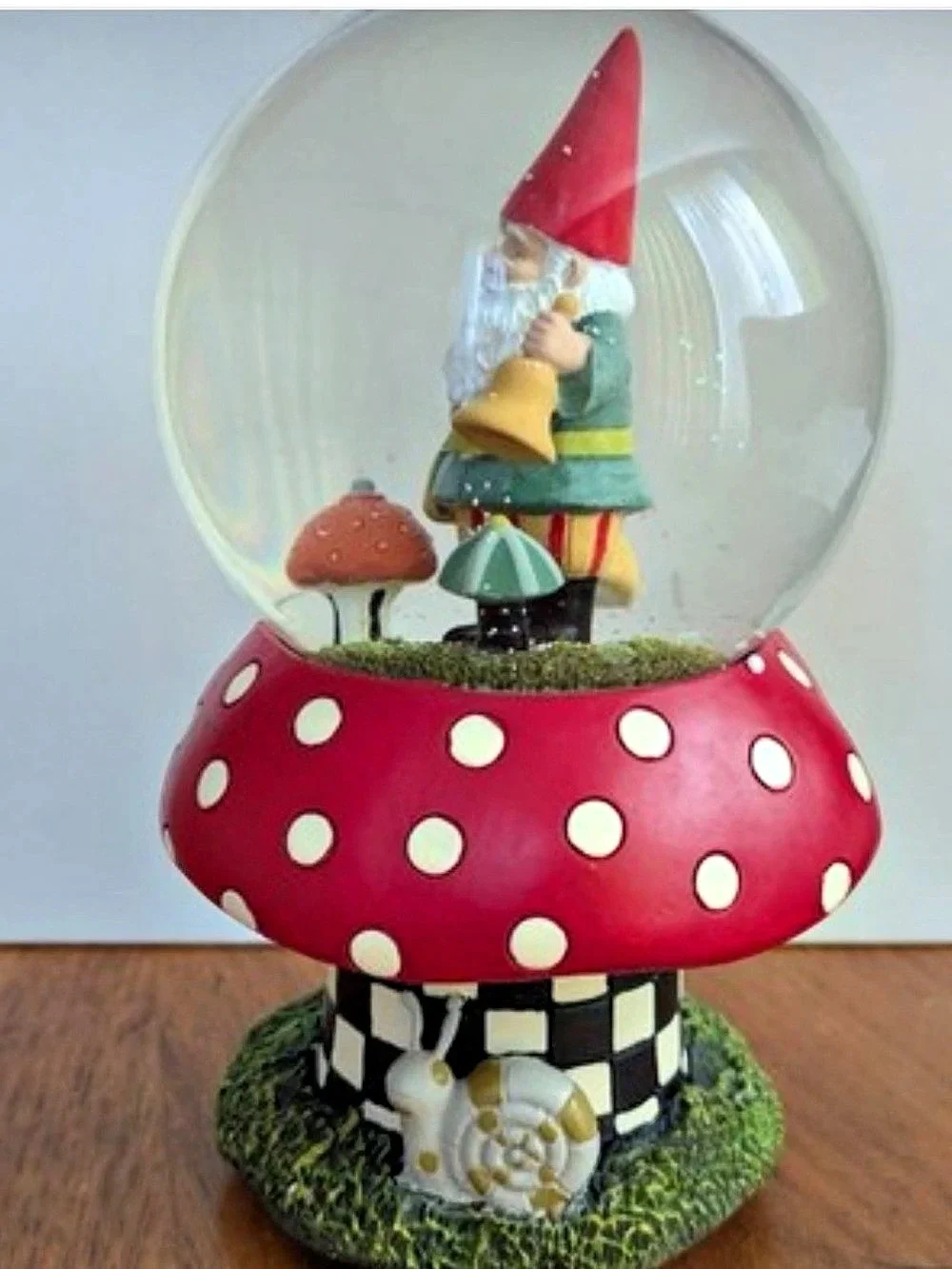 MacKenzie-Childs Santa Snow Globe Polka Dot Holiday Red